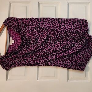 Michael Kors Leopard Print Scoop Neck Knit Rayon Spandex Sleeveless Top